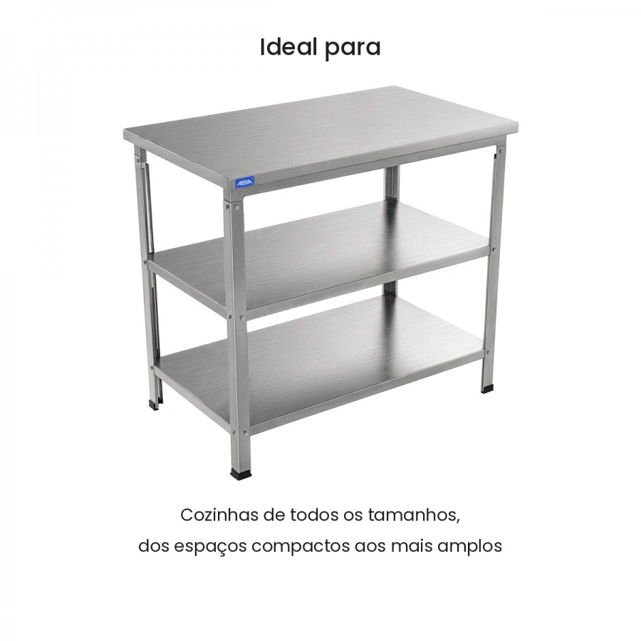 Mesa de Inox Paneleiro Duplo 60 x 80 Aisa
